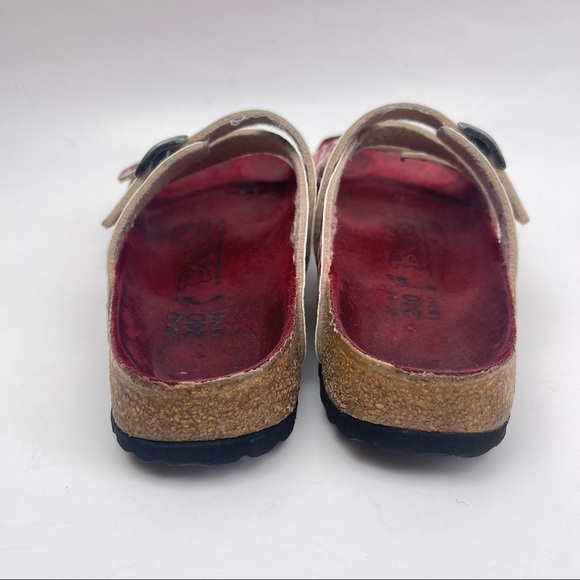 𝅺Birki’s Birkenstock Red Plaid Print Slide Sandals Women’s Size EU 37 US 6 - Picture 5 of 11